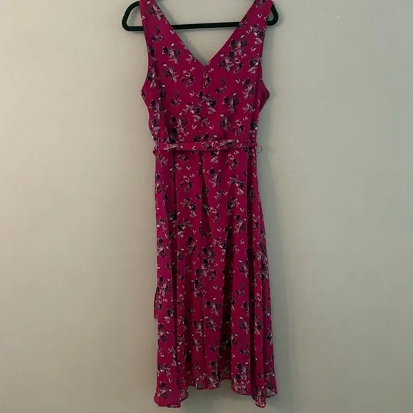 DKNY Fuchsia Floral Faux Wrap Dress - Picture 8 of 10